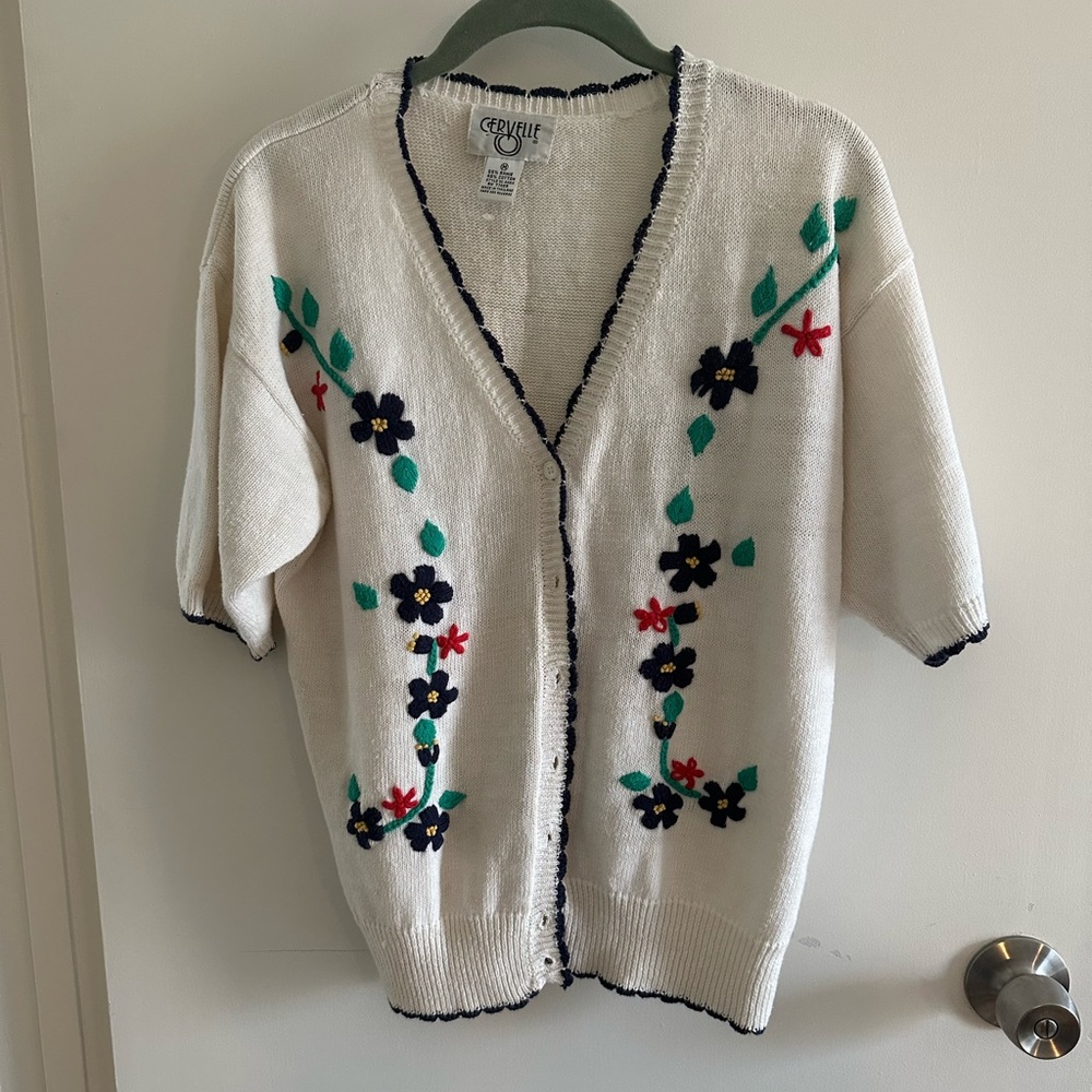 Vintage Embroidered Short Sleeve Cardigan